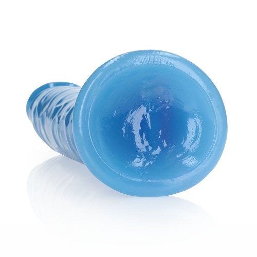 RealRock Glow in the Dark Slim 9 in. Dildo Neon Blue