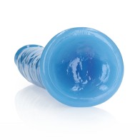 Dildo RealRock Slim 9 pulgadas que Brilla en la Oscuridad Azul Neón