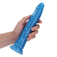 Dildo RealRock Slim 9 pulgadas que Brilla en la Oscuridad Azul Neón