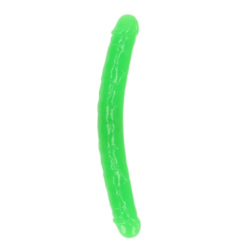 Doble Pene Glow in the Dark 15 in. de RealRock Color Verde Neón