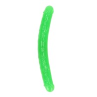 RealRock Glow in the Dark Double Dong 15 in. Dildo Neon Green