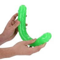 Doble Pene Glow in the Dark 15 in. de RealRock Color Verde Neón