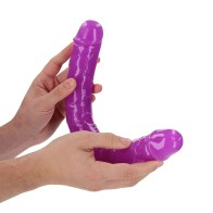 Dildo Doble RealRock Púrpura que Brilla en la Oscuridad