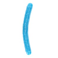 Dildo Doble Glow in the Dark 15 pulgadas Azul Neon