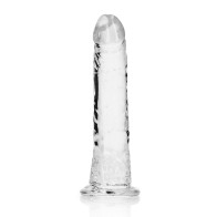 Dildo Transparente RealRock Crystal Clear Slim para Uso Doble