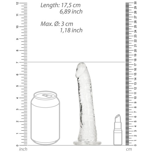 RealRock Crystal Clear Slim Dildo for Dual Use