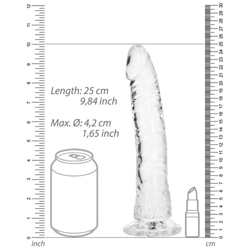 RealRock Crystal Clear Slim 9 Inch Dildo