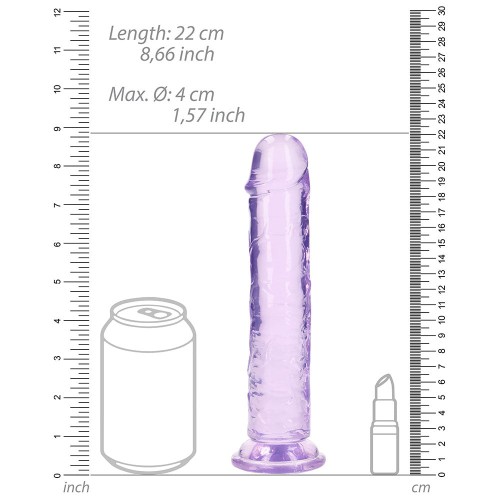 Dildo Recto de Cristal Claro RealRock - Placer Cristalino