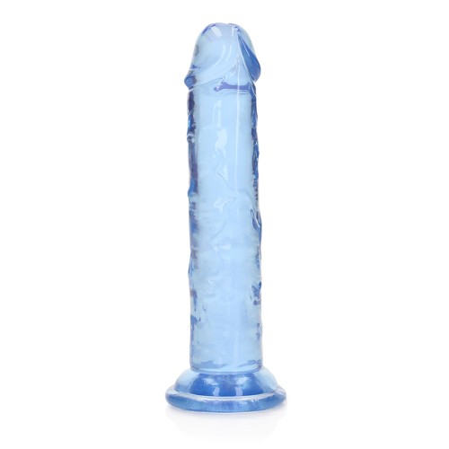 Dildo Recto Transparente RealRock de 6 in. Sin Testículos Azul