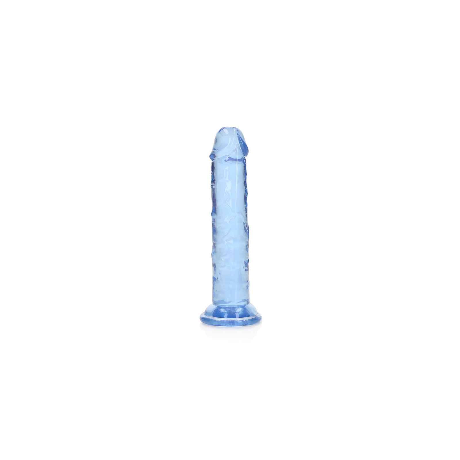 Dildo Recto Transparente RealRock de 6 in. Sin Testículos Azul