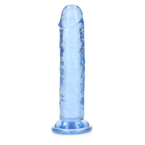 Dildo Recto Transparente RealRock de 6 in. Sin Testículos Azul