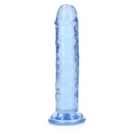 RealRock Crystal Clear Straight 6 in. Dildo Without Balls Blue