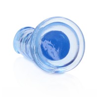 Dildo Recto Transparente RealRock de 6 in. Sin Testículos Azul