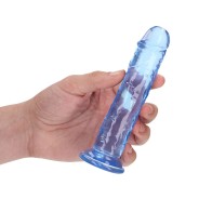 Dildo Recto Transparente RealRock de 6 in. Sin Testículos Azul