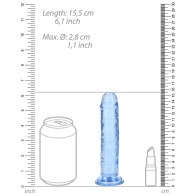 RealRock Crystal Clear Straight 6 in. Dildo Without Balls Blue