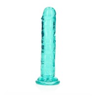 RealRock 6 in. Crystal Clear Dildo Turquoise