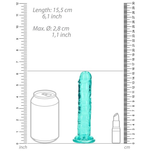 Dildo Transparente RealRock de 6 in. Turquesa