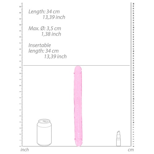 Dildo Doble Crystal Clear RealRock 13in - Placer de Dos Extremos