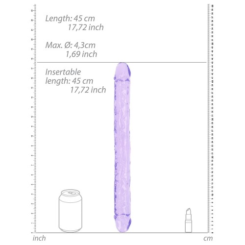 Dildo Doble Transparente RealRock - 18 in. Placer de Dos Puntas