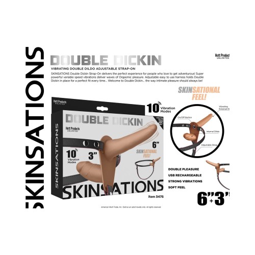 Skinsations Doble Dildo Vibrador con Arnés