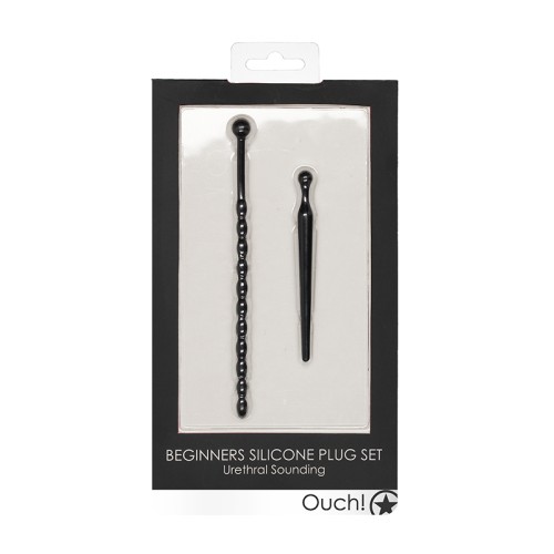 Ouch! Urethral Sounding Beginners Silicone Plug Set Black 8 mm / 10 mm