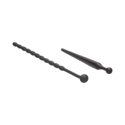 Set de Tapones de Silicona para Sondeo Uretral Ouch! Principiantes Negro 8 mm / 10 mm