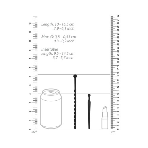 Set de Tapones de Silicona para Sondeo Uretral Ouch! Principiantes Negro 8 mm / 10 mm