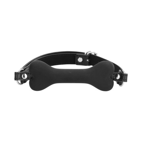 Ouch! Puppy Play Silicone Bone Gag Black - Fun Obedience Play