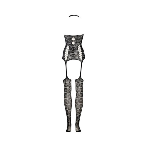 Le Desir Bodystocking de Encaje con Suspensor Negro O/S