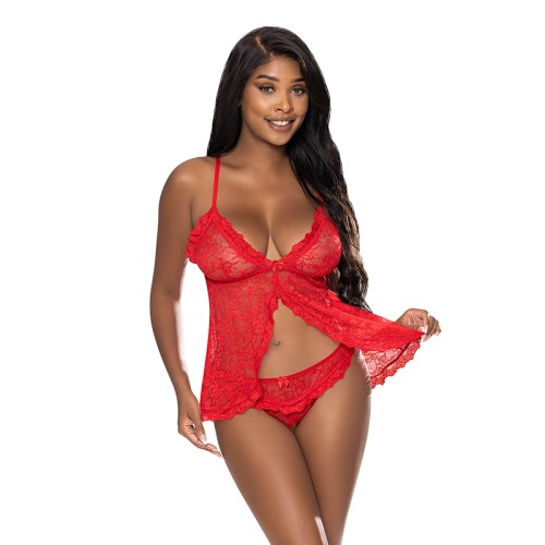 Conjunto Babydoll de Encaje Ooh La - Rojo S/M