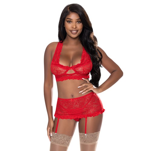 Magic Silk Ooh La Lace Red Bralette Set