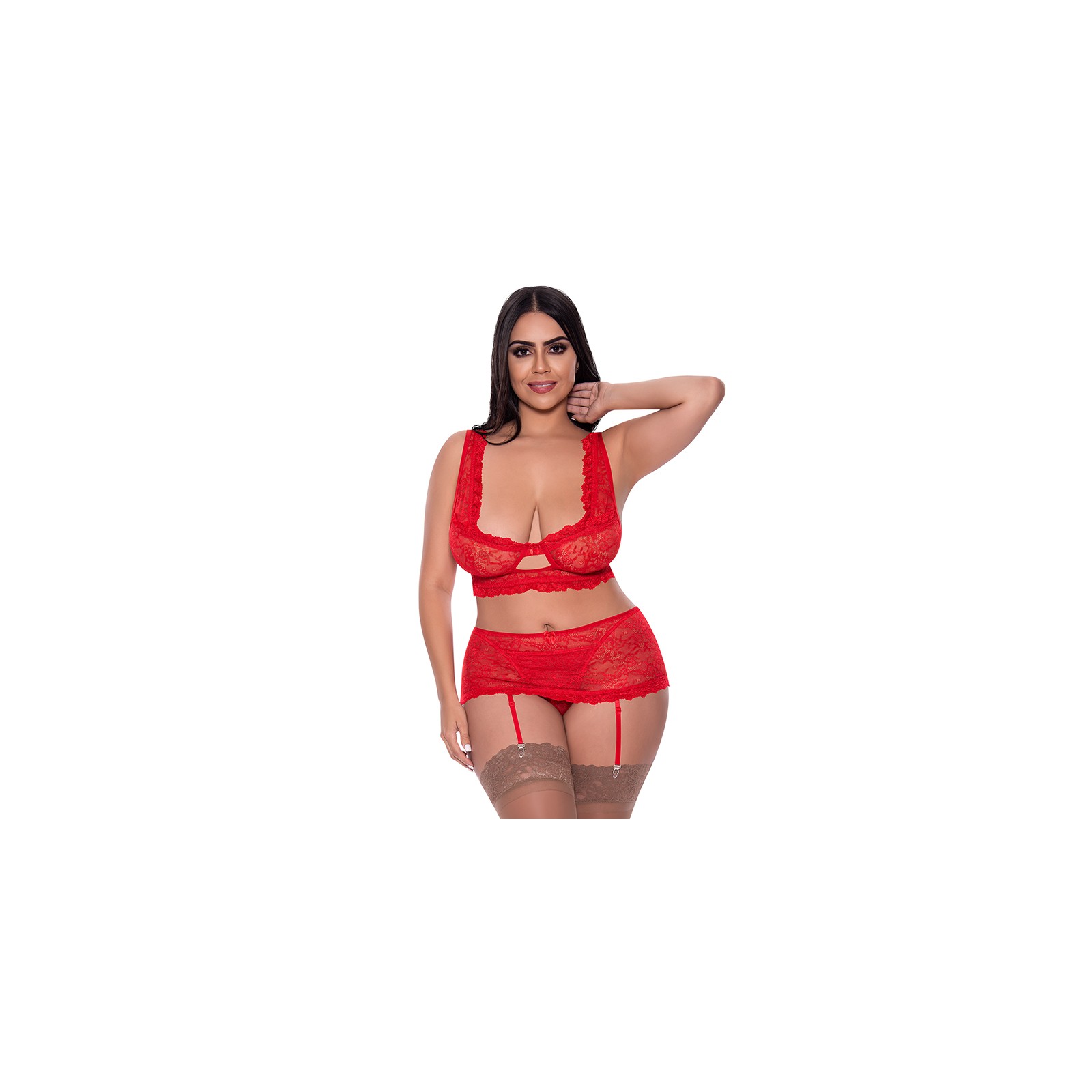 Conjunto Bralette de Encaje y Tanga Rojo Ooh La Lace