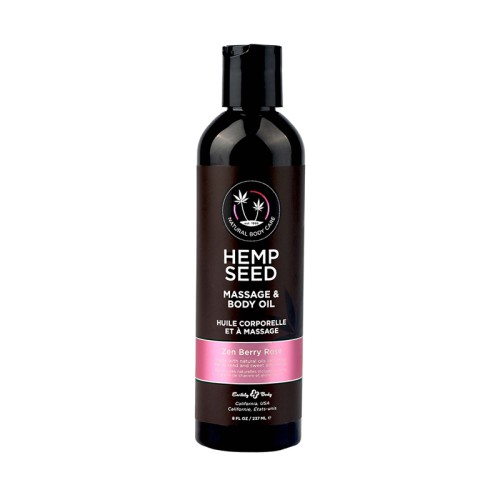 Earthly Body Hemp Seed Massage Oil Zen Berry Rose 8 oz.