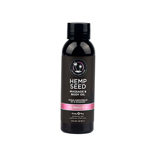 Earthly Body Hemp Seed Massage Oil Zen Berry Rose 2 oz.