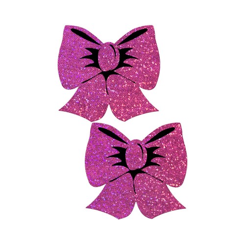 Pastease Glitter Bow Hot Pink Nipple Pasties for Daring Looks