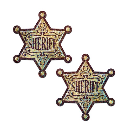 Pastease Glittering Golden Sheriff's Badge Nipple Pasties