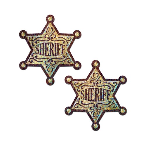 Pastease Glittering Golden Sheriff's Badge Nipple Pasties