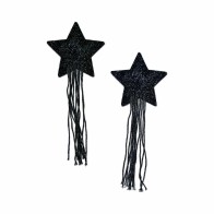 Black Sparkle Star Pasties with Fringes for Daring Outfits