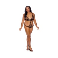 Barely Bare Strappy Bikini Teddy - Plus Size Lingerie