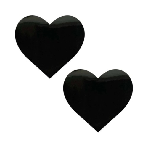 Neva Nude Black Wet Vinyl Pasties - Handmade & Hypoallergenic