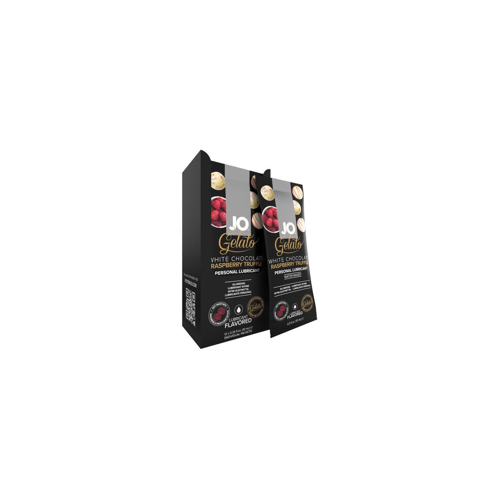 Lubricante con Sabor a Chocolate Blanco y Frambuesa JO 12-Pack