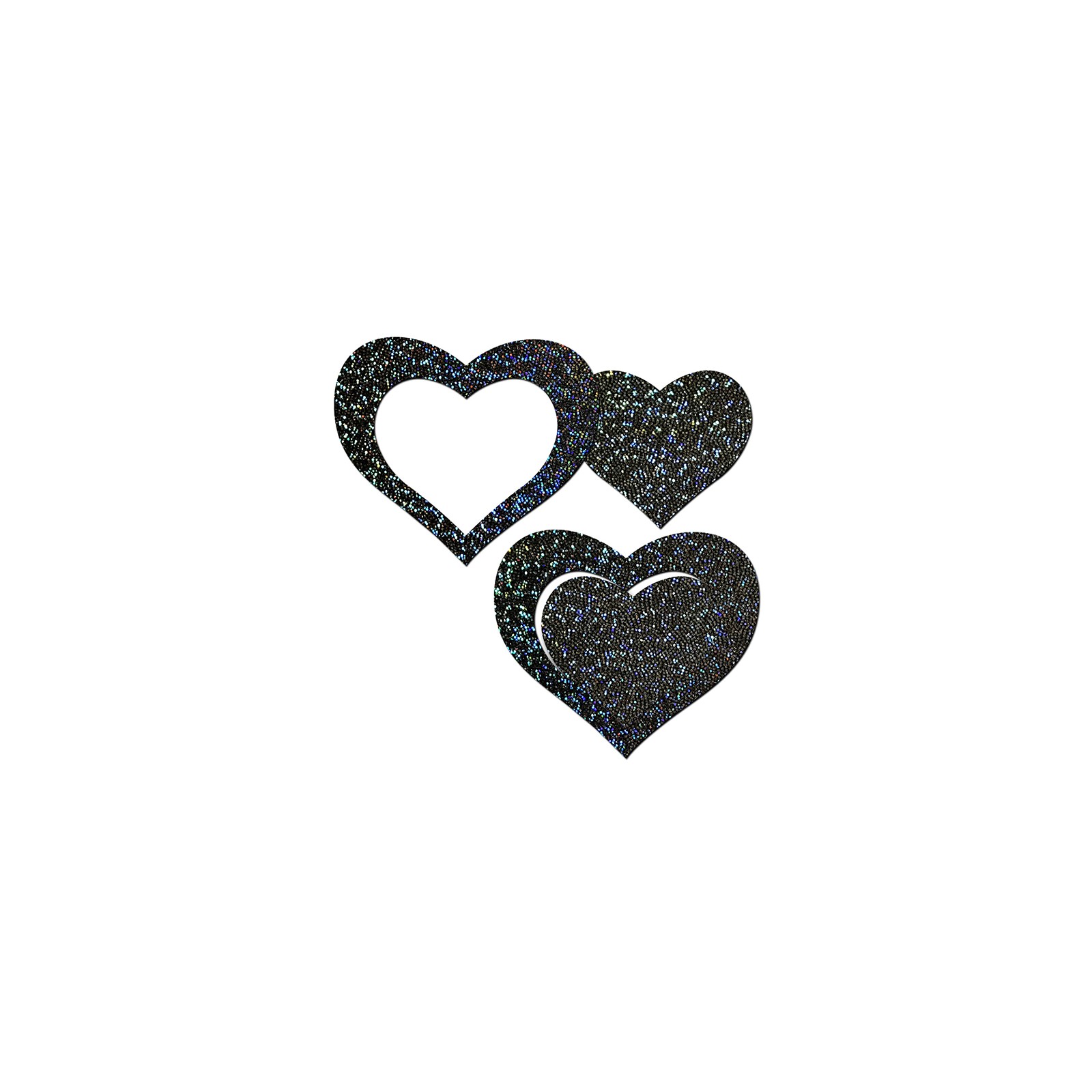 Black Glitter Heart Nipple Pasties by Pastease