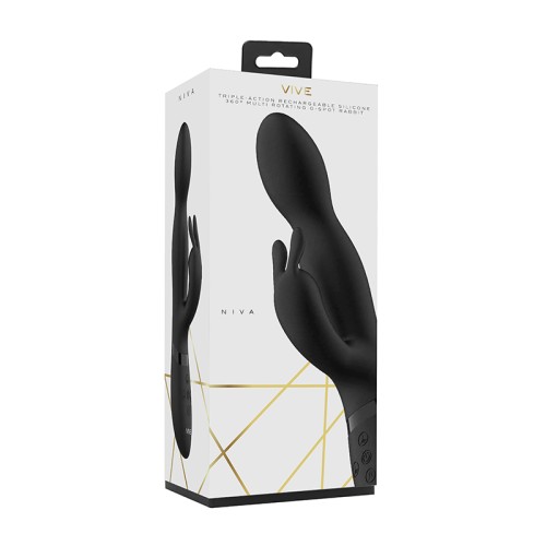 VIVE NIVA 360° Rotating Rabbit Vibrator in Black