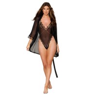 Dreamgirl Mesh Robe & Strappy Back Teddy