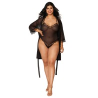 Dreamgirl Mesh Robe & Strappy Teddy | Elegant Sensual Lingerie