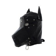 Locking Faux Leather Dog Hood Mask with Zipper Mouth