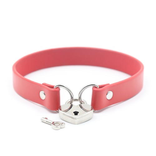 Plesur PVC Heart Lock Collar Red