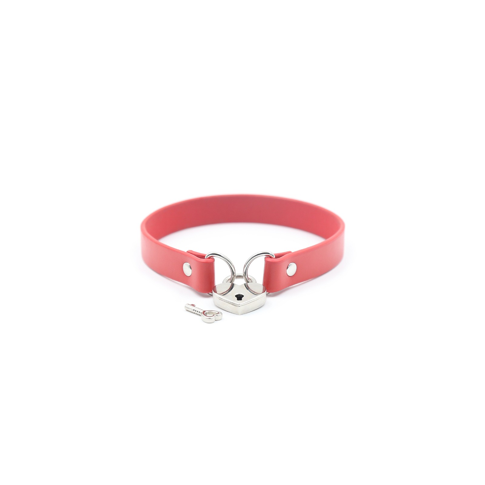 Plesur PVC Heart Lock Collar Red