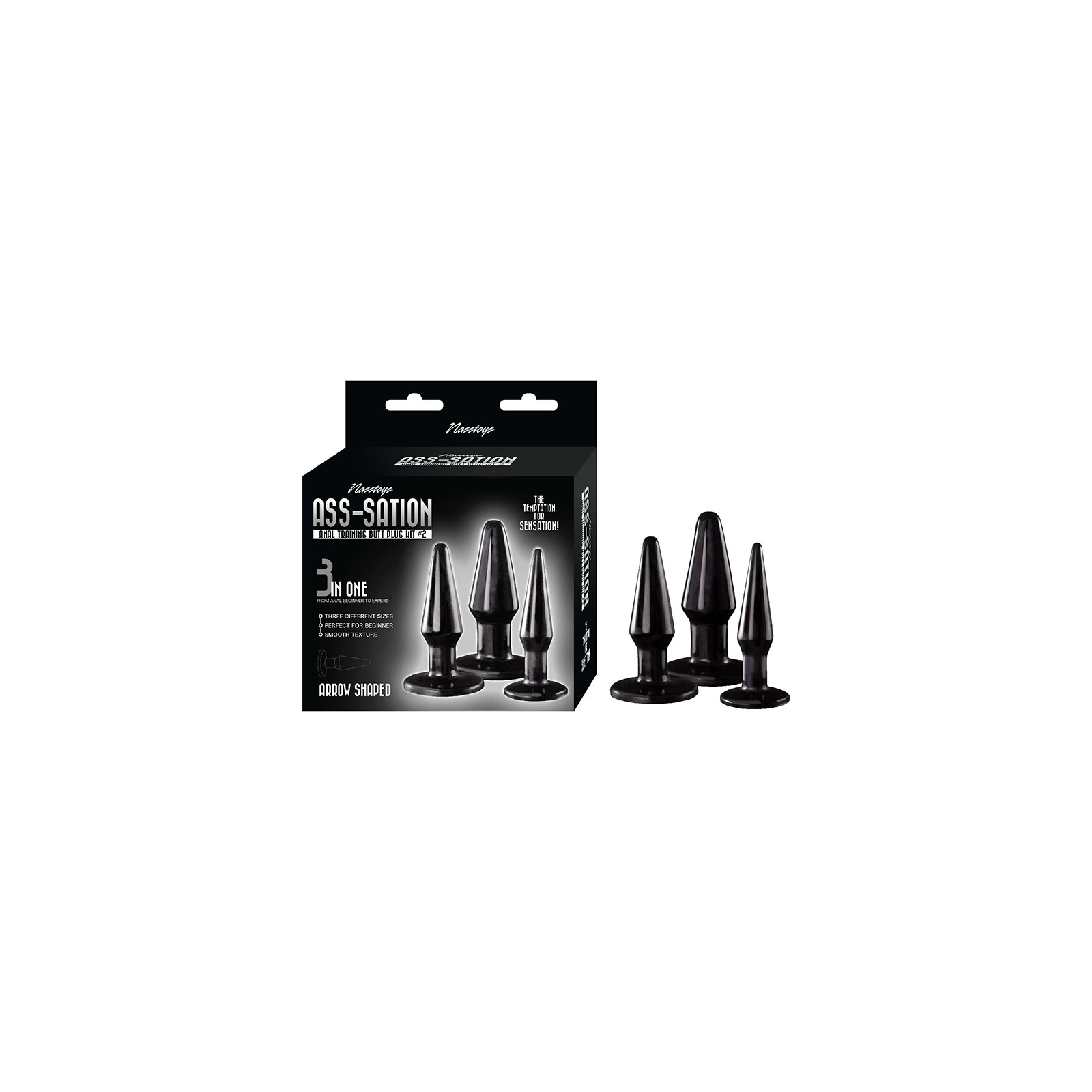 Ass-Sation Anal Training Butt Plug Kit #2 Black