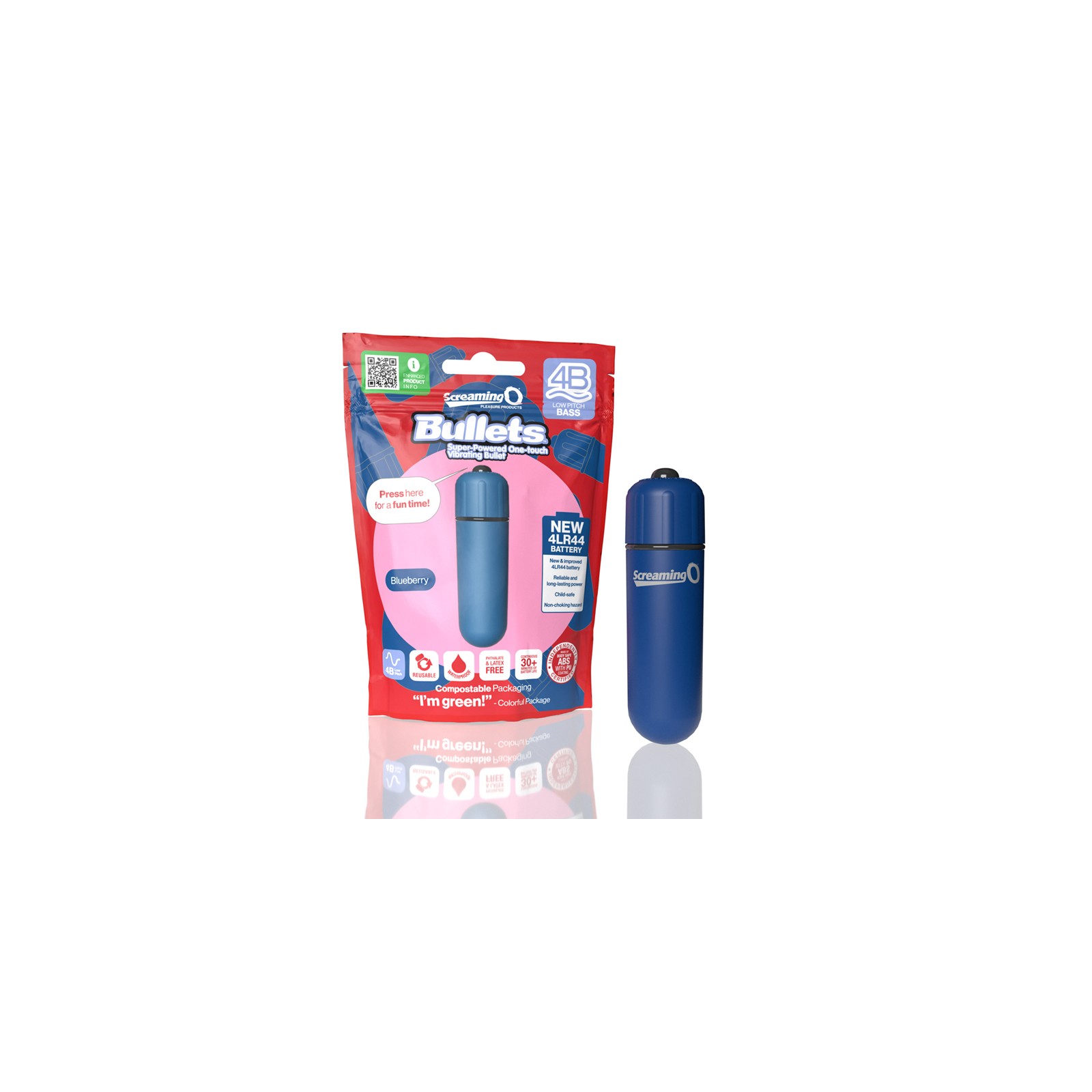 Vibrador Bullet Screaming O 4B en Blueberry para Estimulación Suprema